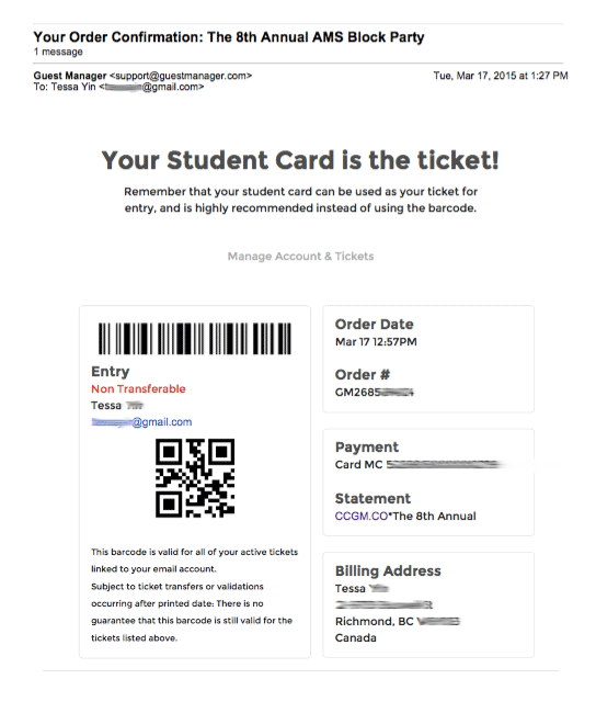 Guest Manager student card ticketing